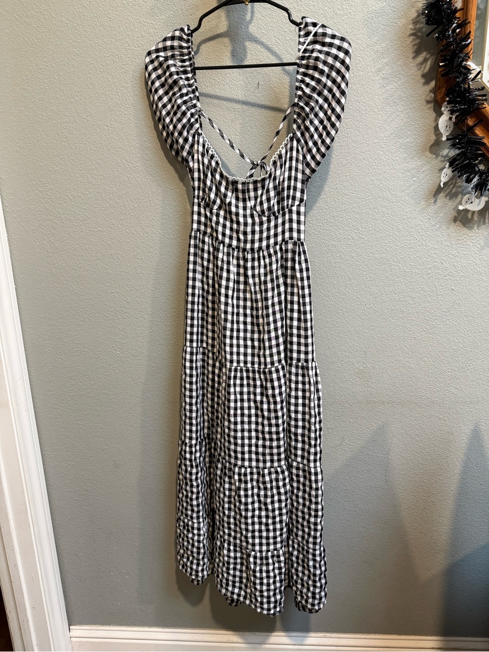 HYFVE Black and White Gingham Tiered Maxi Dress